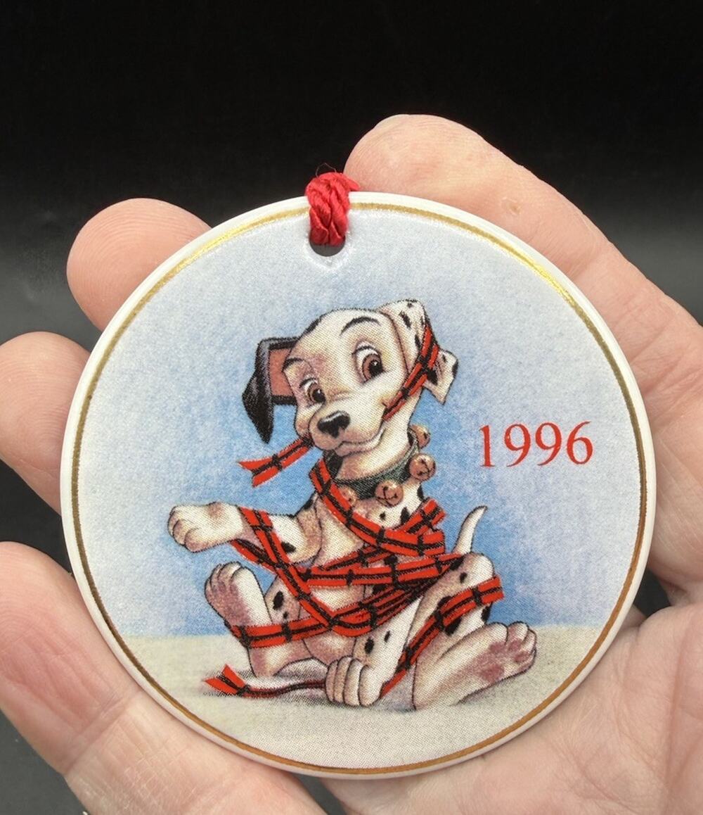 Rare Disney Store Christmas Ornament 1996 101 Dalmatians VHS Movie Debut -LO31 